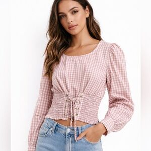 Solitaire Pink Gingham Corset Top